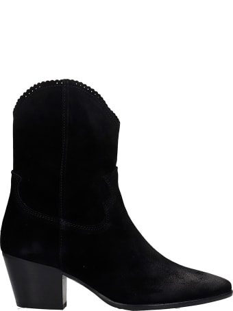 Pedro Miralles Cortina Texan Ankle Boots In Black Suede