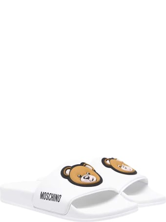 Moschino White Teen Slippers