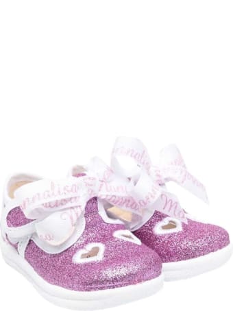 Monnalisa Pink Glitter Ballet Flats
