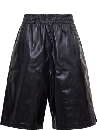 Bottega Veneta High Waisted Bermuda Shorts In Leather