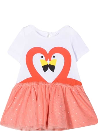 Stella McCartney Kids White Dress With Pink Print