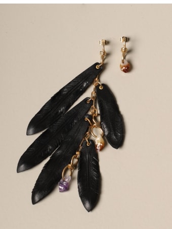 Dsquared2 Jewel Dsquared2 Earrings With Leaves In Nappa And Stones