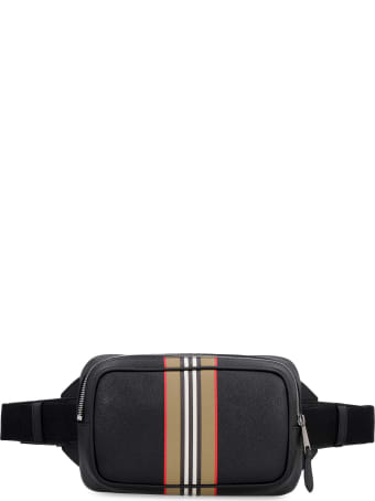 Burberry Stripe Motif Detail Leather Belt Bag