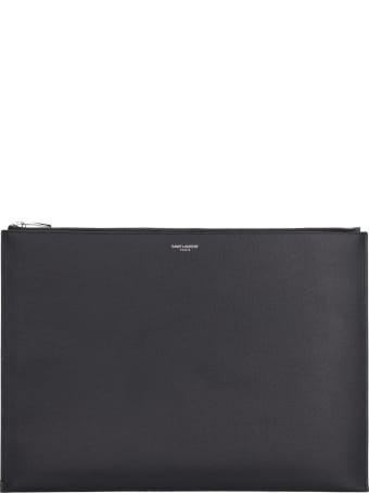 Saint Laurent Grainy Leather Flat Pouch