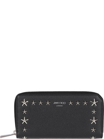 Jimmy Choo Black Leather Carnaby Travel Wallet
