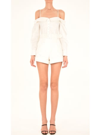 self-portrait Off Shoulder Embroidered Playsuit