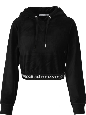 T by Alexander Wang Velvet Cropped Hoodie