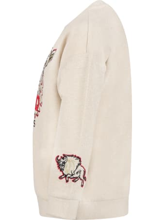 Kenzo Kids Beige Sweatshirt For Girl With Tiger