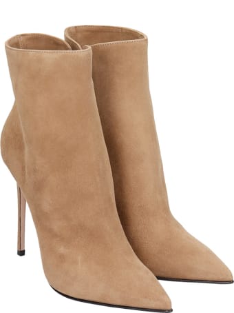 Le Silla High Heels Ankle Boots In Beige Suede