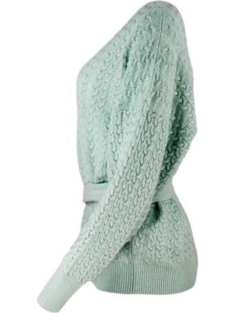 Malo Long-sleeved V-neck Sweater With Braids And Belt