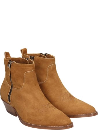 Julie Dee Texan Ankle Boots In Leather Color Suede