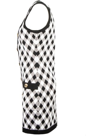 Balmain Black Check-print Minidress