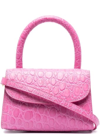 BY FAR Circular Mini Handbag In Crocodile Print Leather
