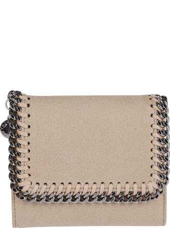 Stella McCartney Beige Faux Leather Falabella Flap Wallet