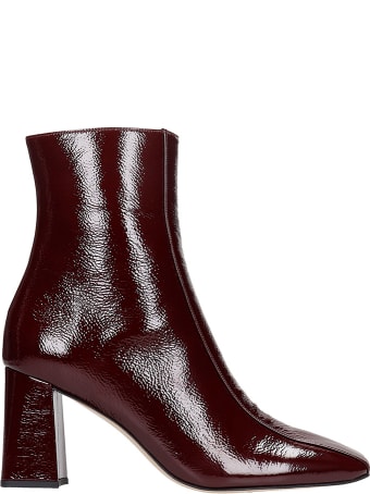 Fabio Rusconi High Heels Ankle Boots In Bordeaux Patent Leather