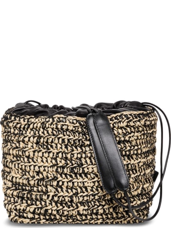 Jil Sander Shoulder Bag In Woven Raffia And Leather