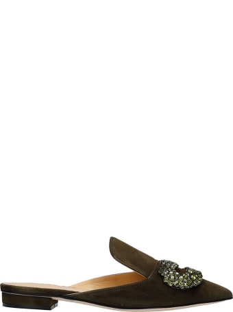 Giannico Dphne Flat Loafers In Khaki Suede