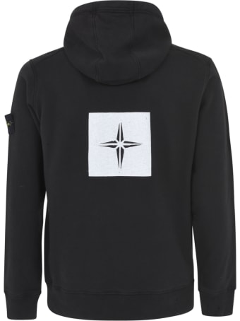 Stone Island Ribbed Painted Logo Hooded Sweatshirt
