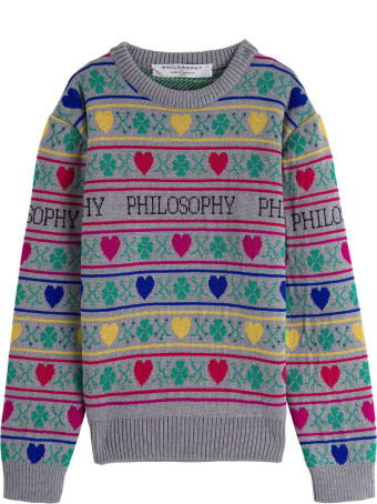 Philosophy di Lorenzo Serafini Kids Wool Sweater With Hearts Detail