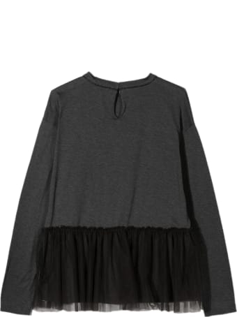 Brunello Cucinelli Grey Cotton Tulle Panel Blouse