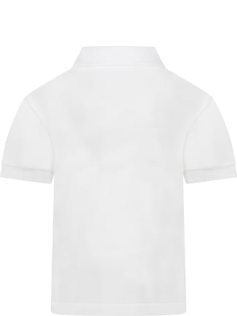 Comme des Garçons Play White Polo T-shirt For Kids With Logo