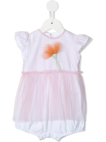 Il Gufo Jersey And Tulle Jumpsuit Tulle With Flower Detail