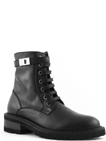 Via Roma 15 Black Leather Ankle Boot