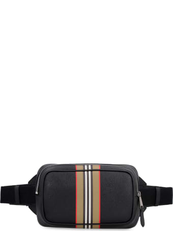 Burberry Stripe Motif Detail Leather Belt Bag