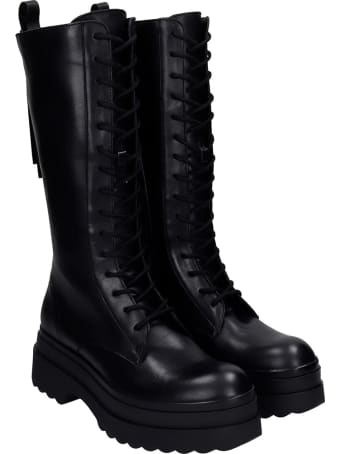 RED Valentino Combat Boots In Black Leather