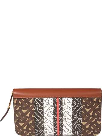 Burberry Logo Print Zip Around Wallet