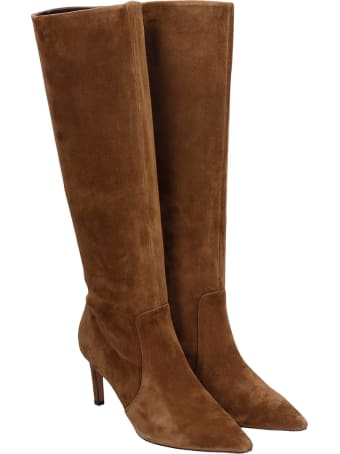 Bibi Lou High Heels Boots In Brown Suede