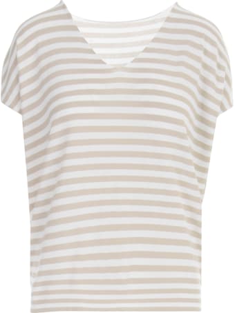 Anneclaire V Neck S/s Sweater W/down Sleeves