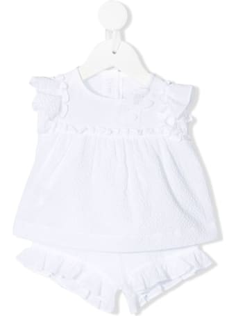 Il Gufo Newborn Two-piece Suit In White Cotton With Application