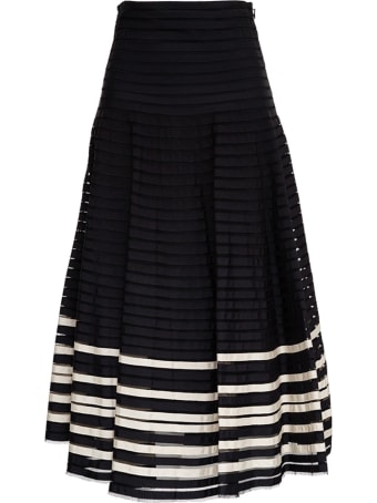 RED Valentino Point D'esprit Tulle Long Skirt With Gros Grain Ribbons
