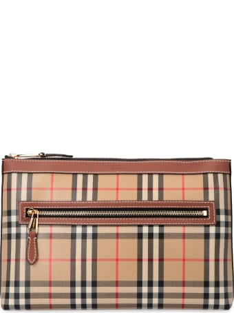Burberry Canvas Envelope Bag With Check Motif