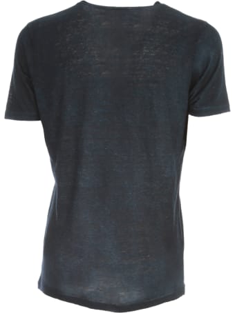 Avant Toi Round Neck Linen T-shirt With Shadows