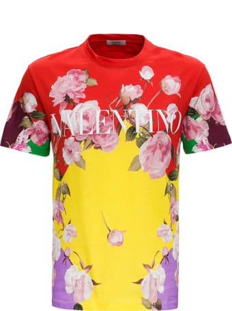 Valentino Cotton T-shirt With Flying Flowers Print