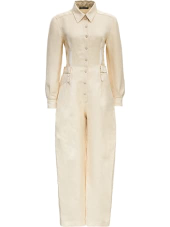 Alberta Ferretti Linen Long Sleeves Jumpsuit Look17