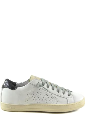 P448 White Leather Women's Sneakers W/black Signature Details
