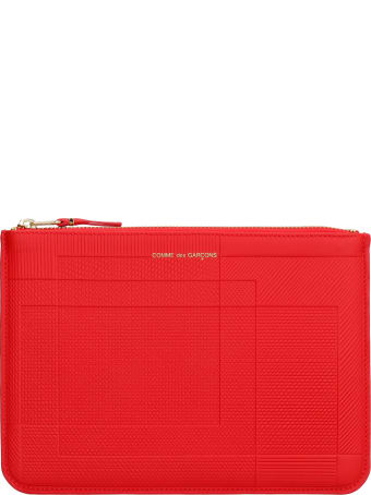 Comme des Garçons Wallet Logo Detail Flat Leather Pouch