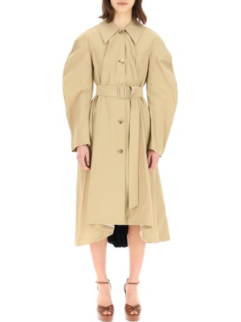 A.W.A.K.E. Mode Trench Coat With Pleated Insert