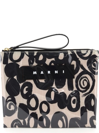 Marni Glossy Grip Abstract Drops Print Pouch