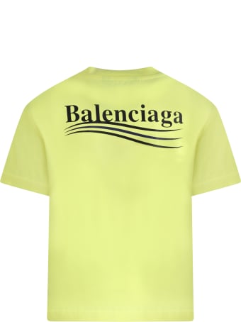 Balenciaga Neon Yellow T-shirt For Kids With Logo