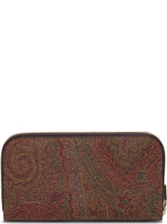 Etro Paisley Leather Wallet With Logo