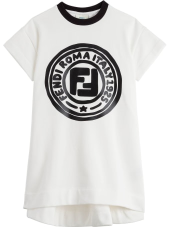 Fendi Cotton Dress With Logo Print