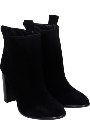 Anna F. High Heels Ankle Boots In Black Suede
