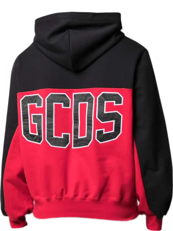 GCDS Black And Red Cotton Hoodie