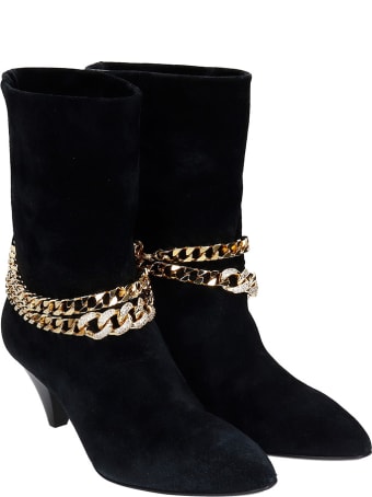 Alevì Futura 055 High Heels Ankle Boots In Black Suede