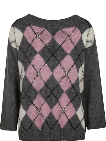 Ermanno Scervino Diamond Pattern Crystal Embellished Cardigan