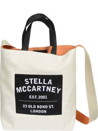 Stella McCartney Medium Logo Print Salt Tote